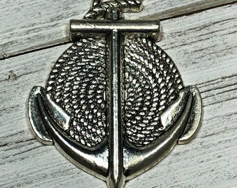 Silver Anchor Charm Pendant 49x38mm