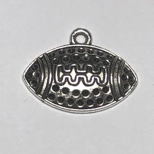 Football Charms – Set of 10, Antique Silver Tone, 25x16mm, Sports Jewelry Supplies, American Football Pendants Bulk