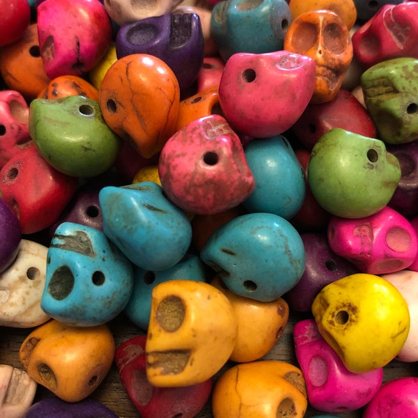 Skull Head Beads 13 mm ,  Howlite Skull Beads ,