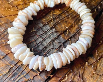 Chunky Puka Shell Bracelet (8 inch) | Hawaii Puka Shells Stretch Bracelet - REAL, Surf Tumbled Puka Shells!