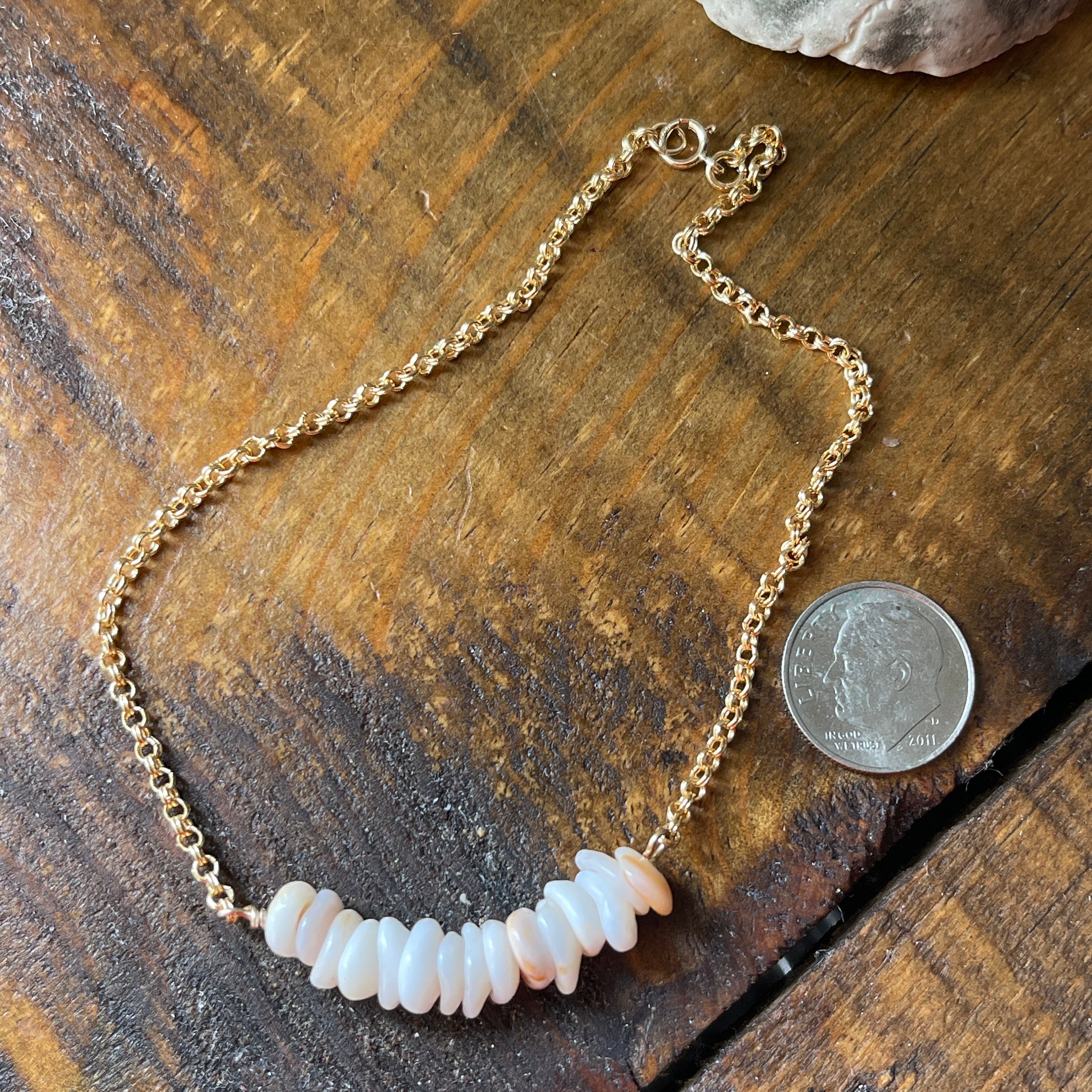 Pastel Puka Shells Rolo Chain Anklet 18k GF | Gold Chain Hawaiian ...