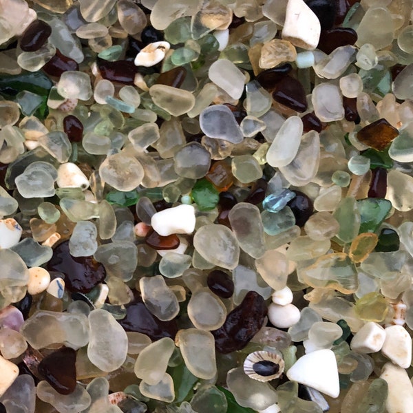 1/2 LB Hawaii Sea Glass, Pottery, Ceramics Mix | Genuine Sea Glass Lot (True Yellows, Lt. Grays, Coca Cola, Bonfire Mix #128