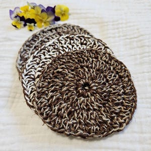 Natural Hemp Crochet Dish Scrubber Set of 3: Eco-Friendly Kitchen Alternatives