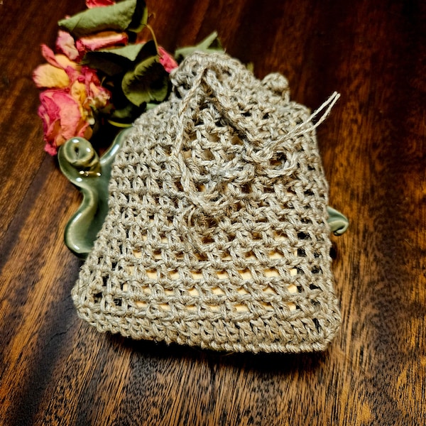 Crochet Soap Saver Bag, Organic Hemp Yarn Soap Saver Bag