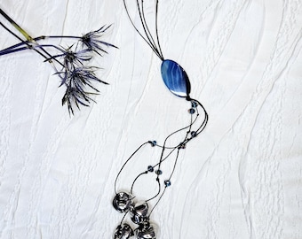 Handmade Witch Bells: Black Hemp Cord, Agate, Silver Bells