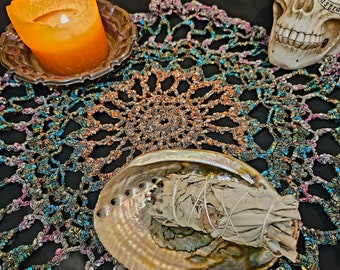 Altar Cloth Mandala. Handmade Crochet Doilies. Altar Decor Witchcraft. Crochet Doilies Mandala. Colorful Crochet Mandala. Garden Witch Altar