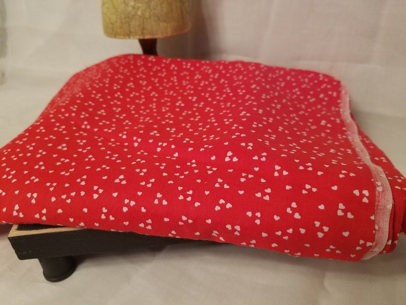 Vintage Heart Fabric 1 34 Yards Red Fabric with White Hearts Sewing Project Yardage Cotton Valentine/'s Day
