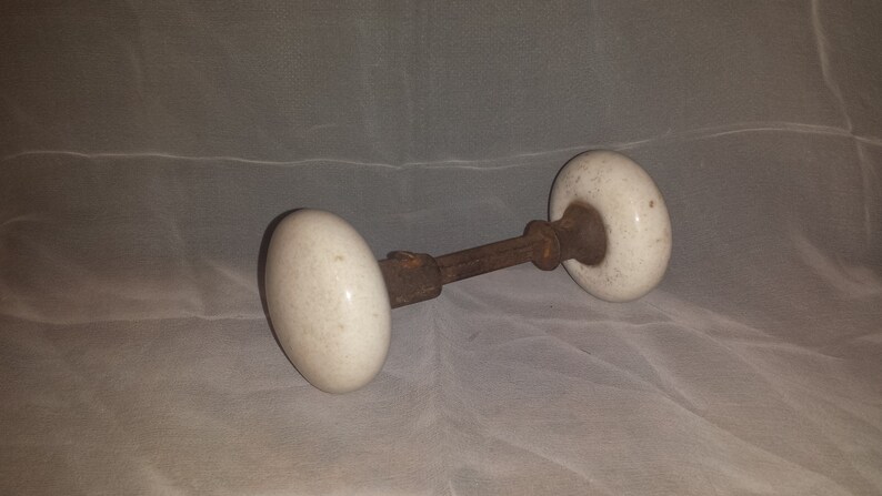Vintage White Ceramic Door Knob Set Cottage Chic Architectural Salvage Home Improvement