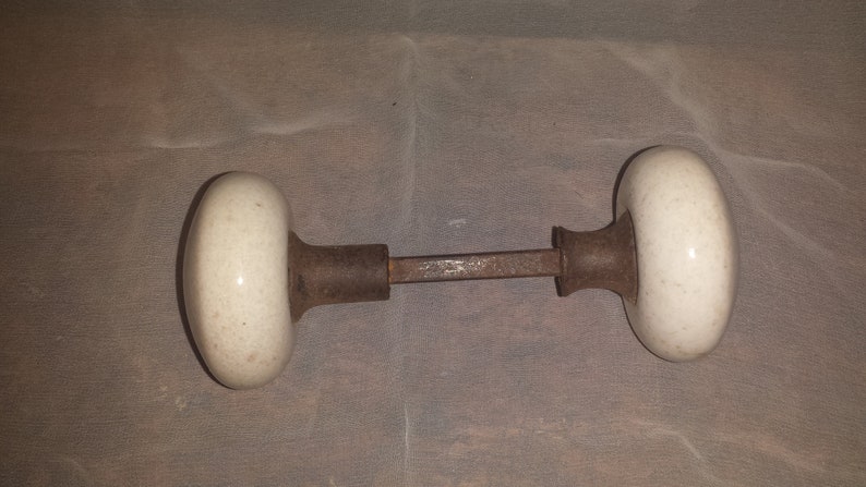 Vintage White Ceramic Door Knob Set Cottage Chic Architectural Salvage Home Improvement