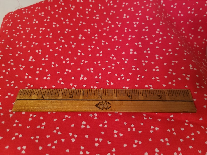 Vintage Heart Fabric 1 34 Yards Red Fabric with White Hearts Sewing Project Yardage Cotton Valentine/'s Day
