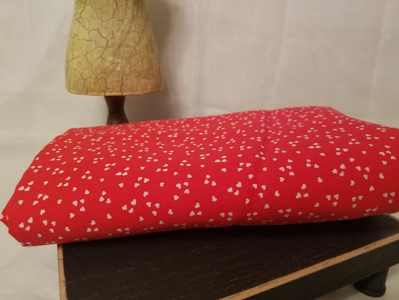 Vintage Heart Fabric 1 34 Yards Red Fabric with White Hearts Sewing Project Yardage Cotton Valentine/'s Day