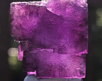 Saturated Etched Purple and Deep Violet Fluorite Cube | Ojuela Mine Mapimi Municipality Durango Mexico