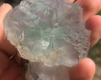 Green and Purple Fluorite and Quartz Crystal | Yaogangxian Mine, Yizhang Co., Chenzhou, Hunan, China