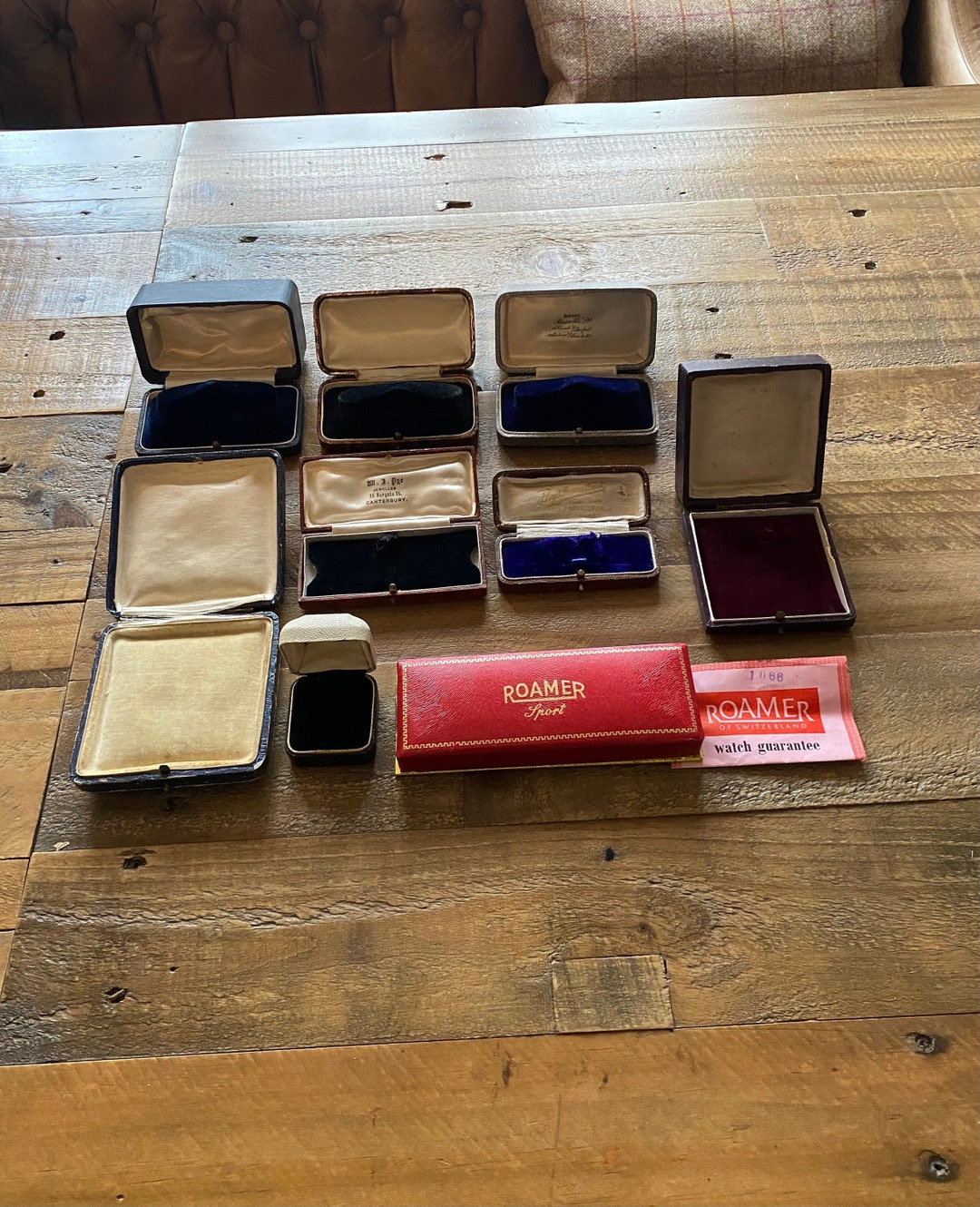 9 X Antique Jewelry Boxes. Vintage Jewellery Boxes. Old Jewellers Shop