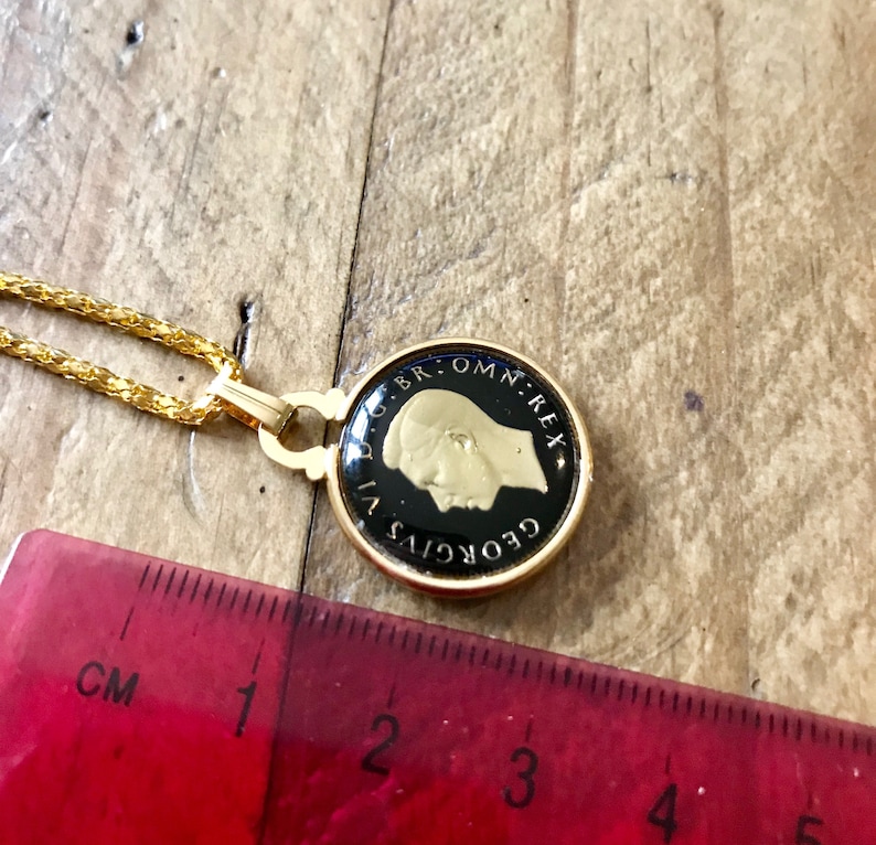Beautiful 1949 Enamel Lucky Sixpence Coin Pendant and Necklace 70th Birthday Gift Gift for mom or Nan