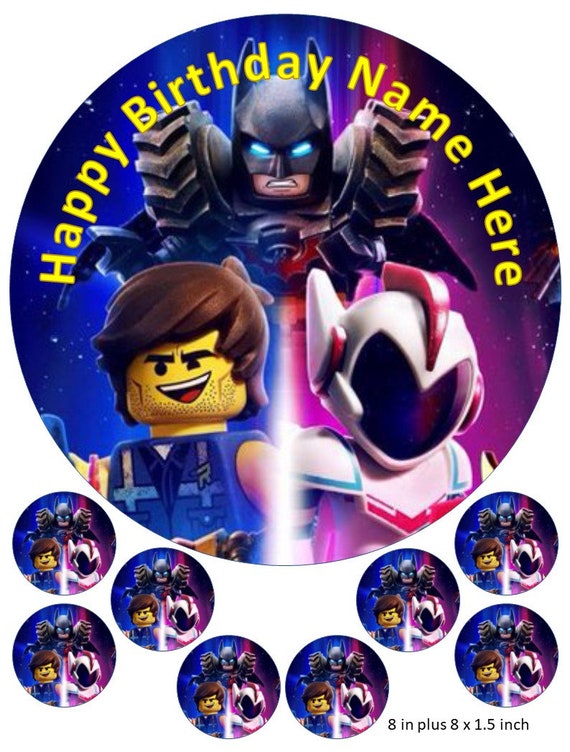 Lego Movie 7 Inch Edible Image Cake /& Cupcake Toppers// Party Birthday