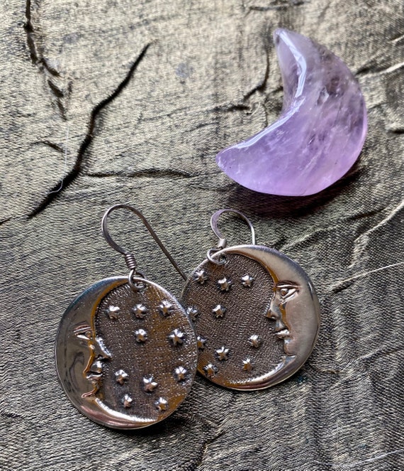 Moon and Stars Sterling Earrings - image 3