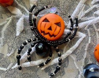 Jack-O-Spider - Handmade Beaded Halloween/Samhain Spider