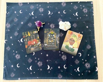 Crescent Moon, Black,  Tarot Mat