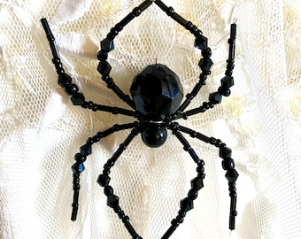 Belleza negra, araña con cuentas, adorno para colgar