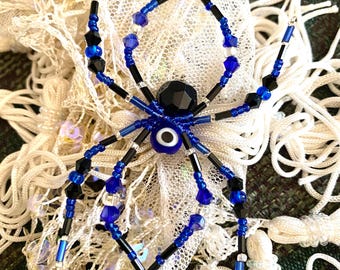 Amuleto de protección contra el mal de ojo, araña con cuentas, para colgar