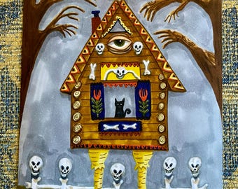 La cabaña de Baba Yaga, impresión de 5 x 7 pulgadas