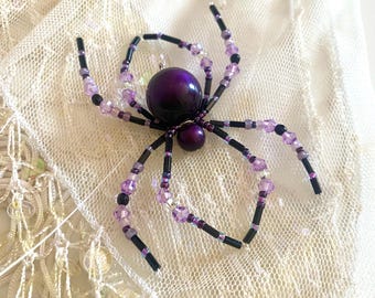 Belleza oscura, araña con cuentas, adorno para colgar