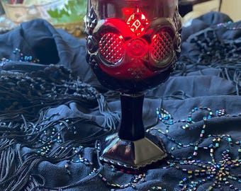 Copa/candelabro de cristal rubí, vintage