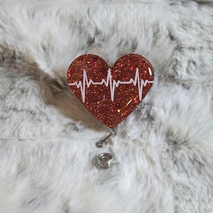 Ekg heart badge reel