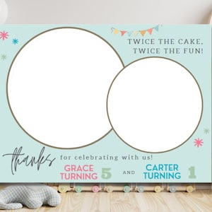 Kids Thank You Card, Two Photo Frames, 7 x 5, Editable Digitial Download, Print Yourself