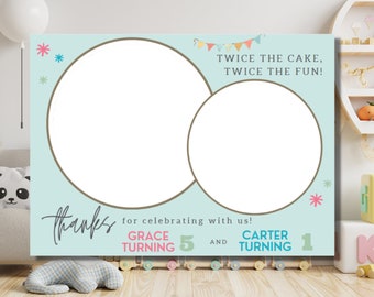 Kids Thank You Card, Two Photo Frames, 7 x 5, Editable Digitial Download, Print Yourself