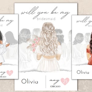 Will You Be My Bridesmaid Proposal, Bridal Info Card Template, V1