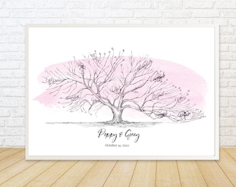 Print Guestbook Boho Cherry Tree Cherry Blossom Wedding Guest Book Alternative Watercolor Pink Guests Signatures NEW Bridal Shower