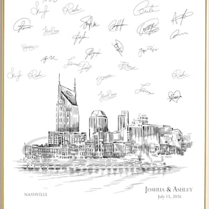 Nashville Water Skyline Wedding Guest Book Alternative Water View Print, Skyline, Wedding Sign-In, Guestbook, Unique Guest Book Idea