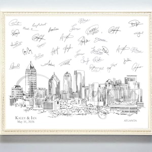 Atlanta Wedding Guest Book Skyline Custom Guestbook Alternative Guestbook Wedding Sign-in Guest Book idea, Retirement Gift