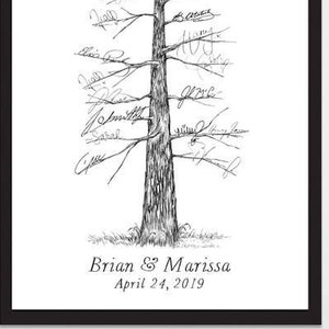 Wedding Guest Book Alternative Pine Tree, Guests Signatures, Print, Guestbook, Wedding, Bridal Shower, Family Reunion, Housewarming, Rustic image 2