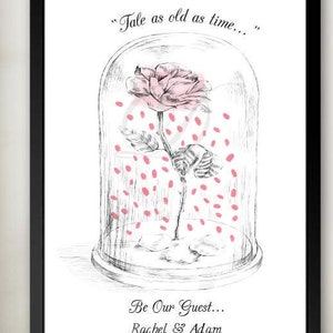Beauty and the Beast Guest Book, Fairytale Wedding, Thumbprint Guestbook, Guest Book, Bridal Shower, Disney Guestbook, Wedding Sign-in,