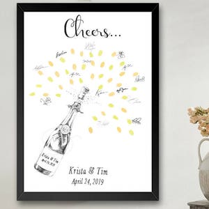Champagne Bottle Thumbprint Guestbook Print, Fingerprint Guest Book, Wedding, Bridal Shower, Family Reunion, Alternative (8 x 10- 24 x 36)