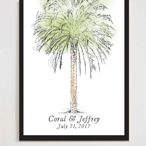 Palm Tree Wedding Guest Book Alternative, Guests Signatures, Print, Guestbook, Wedding, Bridal Shower, Family Reunion, Housewarming, Rustic