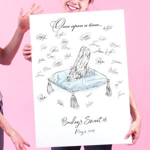 Sweet 16 Guest Book Cinderella&#39;s Glass Slipper Bat Mitzvah Guestbook Fairytale Birthday Party Alternative Quince Guest Book
