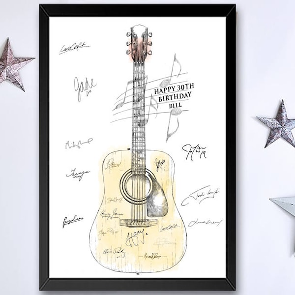 Sign my Guitar Birthday Guest Book Banner Print, Guest Book, Instrument, Music, Birthday Party, Alternative Guest Book, Music