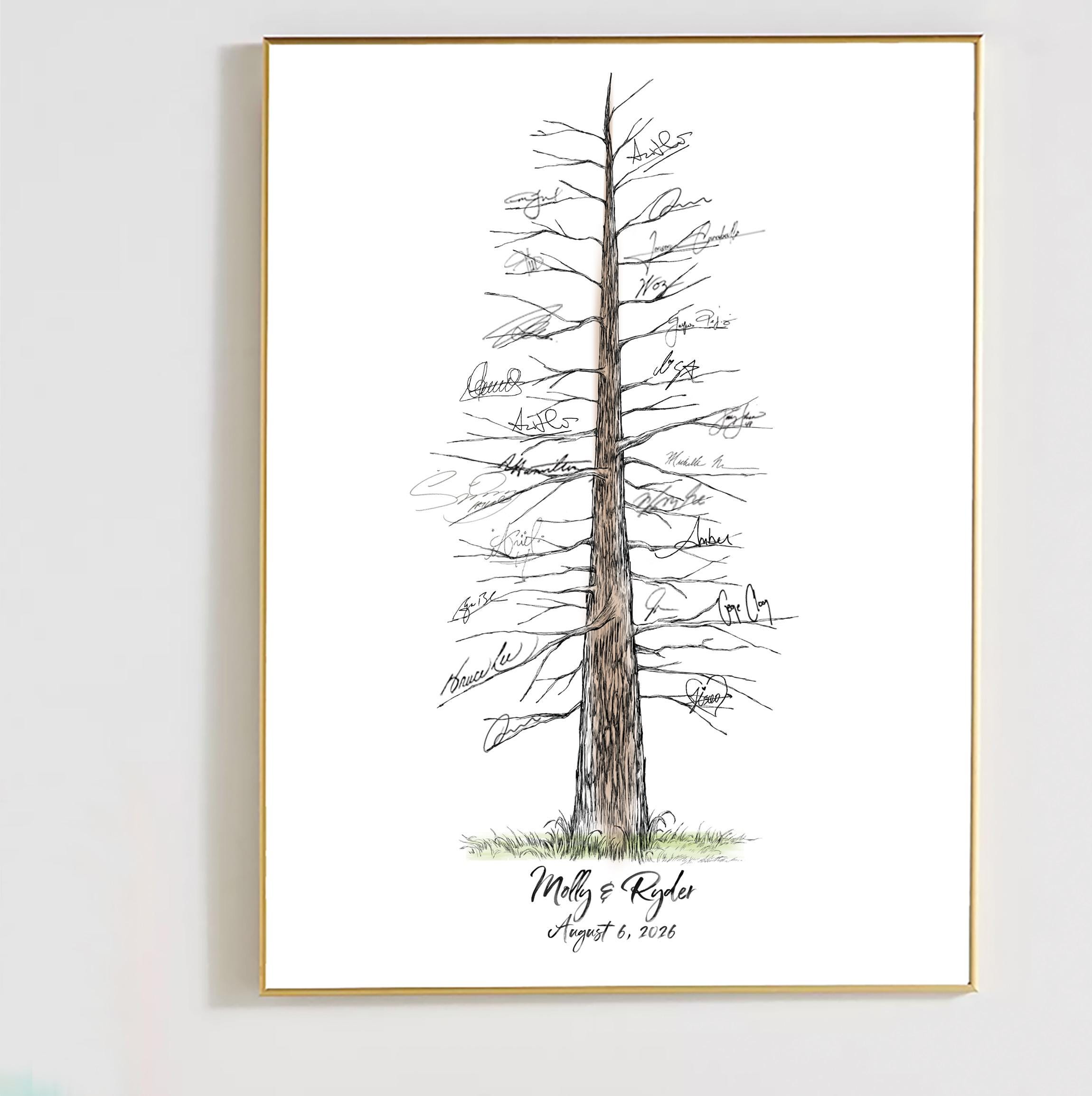 Watercolor Pine Signature Guest Book