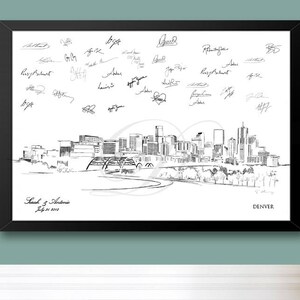 Denver Skyline Guestbook Print, Guest Book, Bridal Shower, Colorado, Wedding, Custom, Alternative Guest Book, Sign In (8 x 10 - 24 x 36)