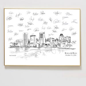 Baltimore Wedding Guestbook, Guest Book, Bridal Shower, Custom Guest Book, Alternative Guest Book, Skyline Guestbook, Wedding Guest Book