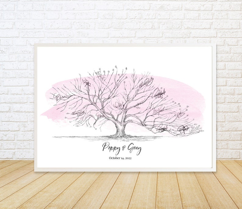 Print Guestbook Boho Cherry Tree Cherry Blossom Wedding Guest Book Alternative Watercolor Pink Guests Signatures NEW Bridal Shower