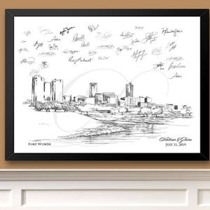 Fort Worth Skyline Guestbook Print Texas, Ft Worth Guest Book, Bridal Shower, Wedding, Custom, Alternative Guest Book, Wedding Sign-in