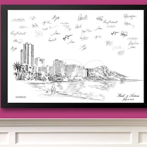 Hawaii Guestbook Print, Guest Book, Bridal Shower, Beach Wedding, Custom, Alternative Guest Book, Sign In (8 x 10 - 24 x 36)