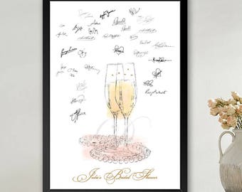 Champagne and Pearls Bridal Shower Guestbook Print, Guest Book, Fairytale, Bridal Shower, Wedding (8 x 10 - 24 x 36)