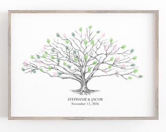 Wedding Guest Book Alternative, Thumbprint Tree, Low Oak, Fingerprint Guestbook, Bridal Shower, Family Reunion, Wedding, Rustic, Baby Shower