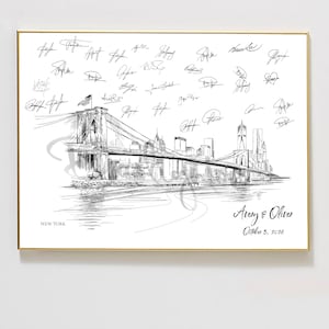 New York Wedding Guest Book, NYC Guestbook Ideas, Unique Guest Book, Guest Book Alternative, Custom Guest Book, Guestbook idea, NY Bridge